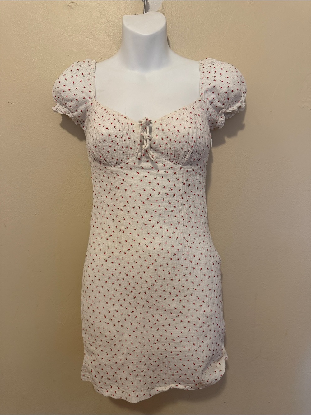 Princess Polly White Mini Dress with Red Floral Print